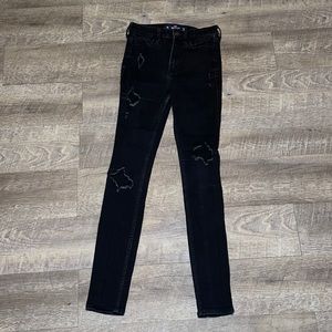 Black high rise super skinny ripped jeans